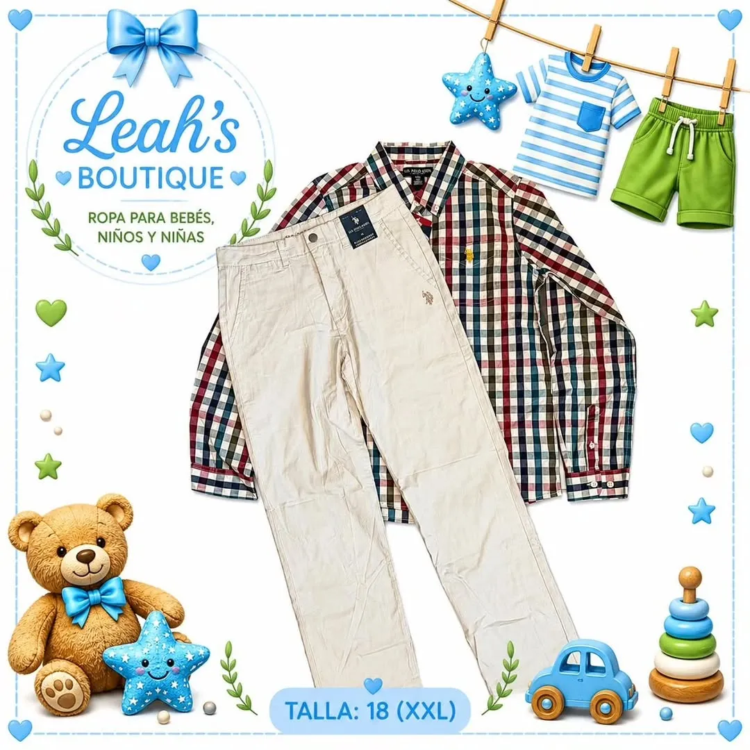 Conjunto camisa de cuadros y pantalón khaki