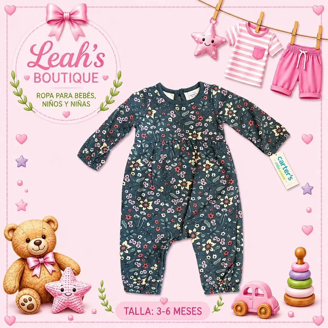 Pijama floral azul marino