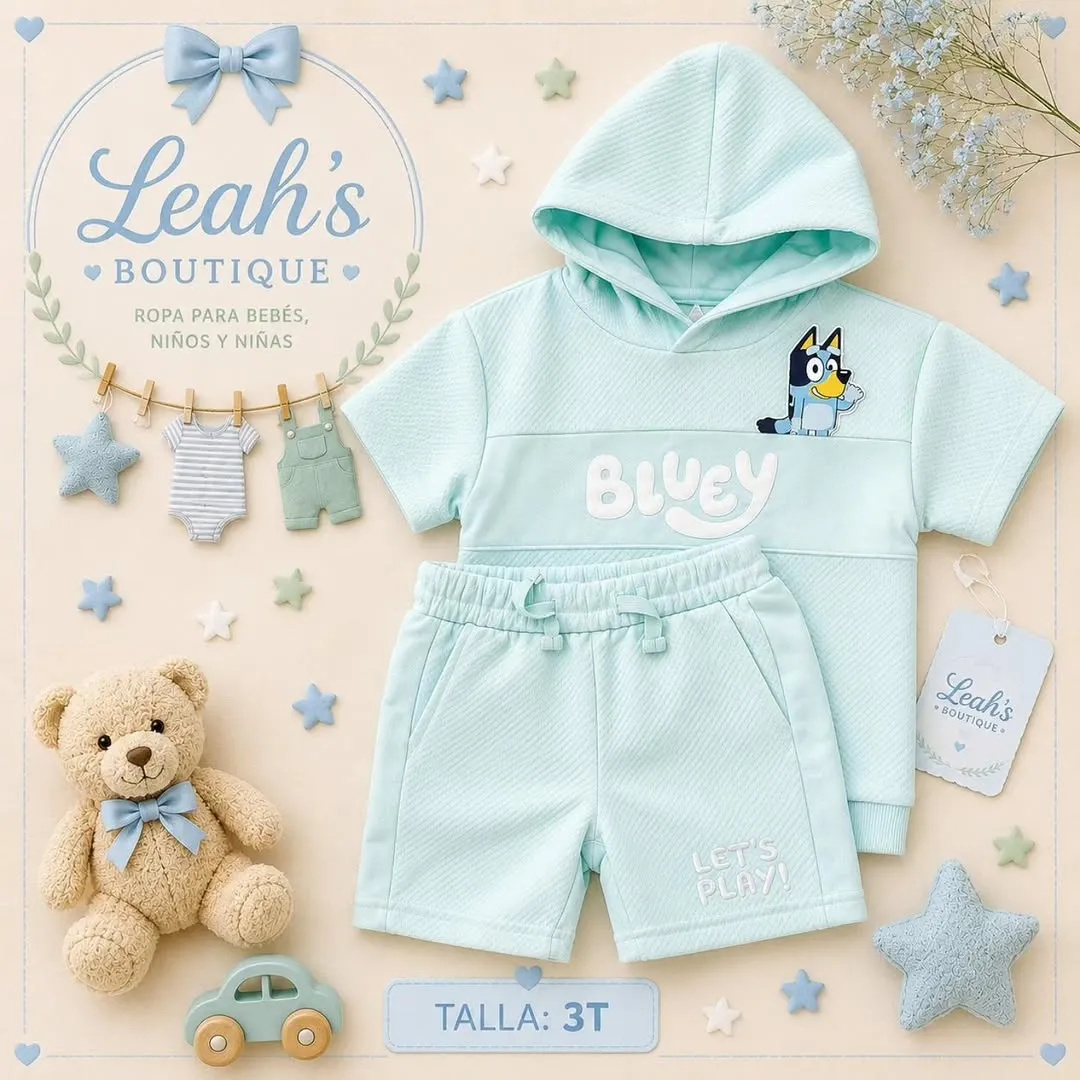 Conjunto Bluey verde menta